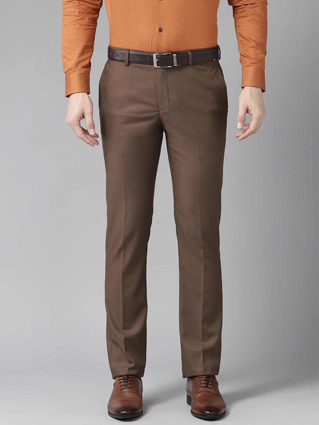 

Blackberrys Men Slim Fit Formal Trousers, Brown