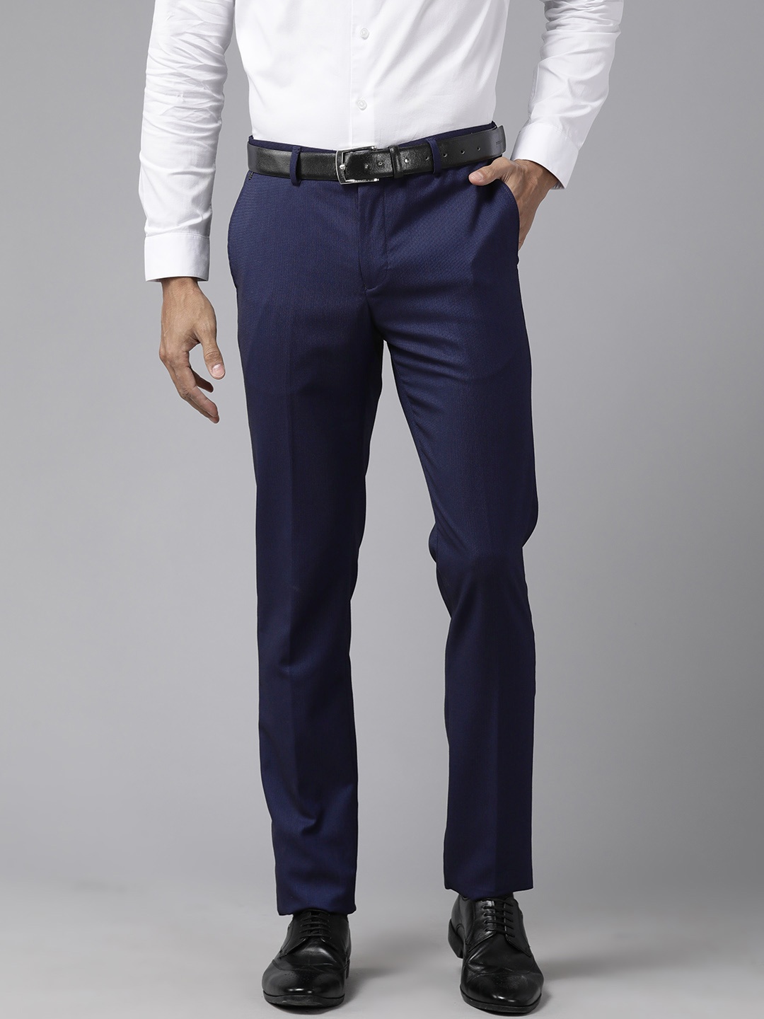 

Blackberrys Men Skinny Fit Formal Trousers, Navy blue