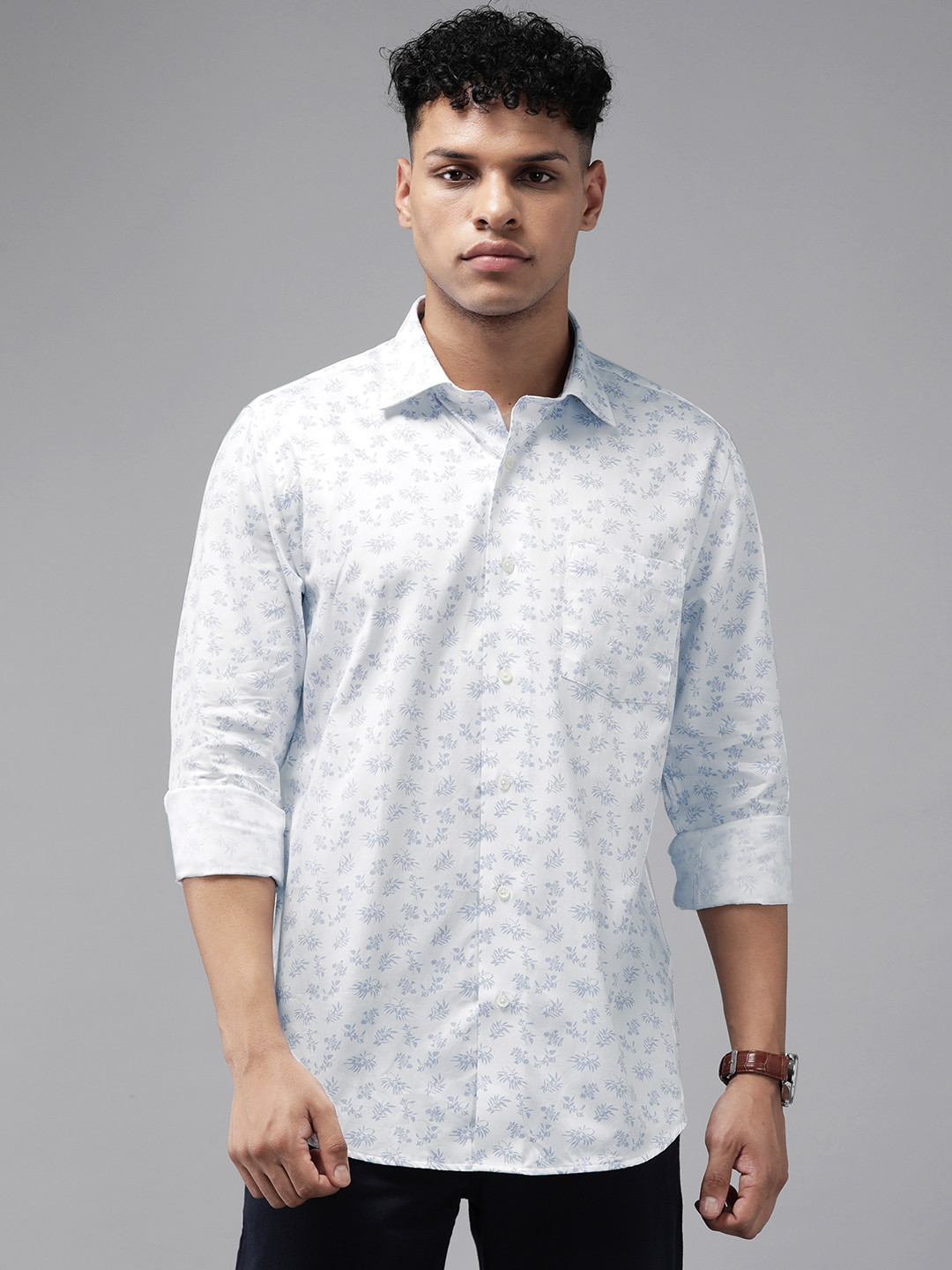 

Blackberrys Men Pure Cotton Slim Fit Floral Opaque Printed Casual Shirt, White