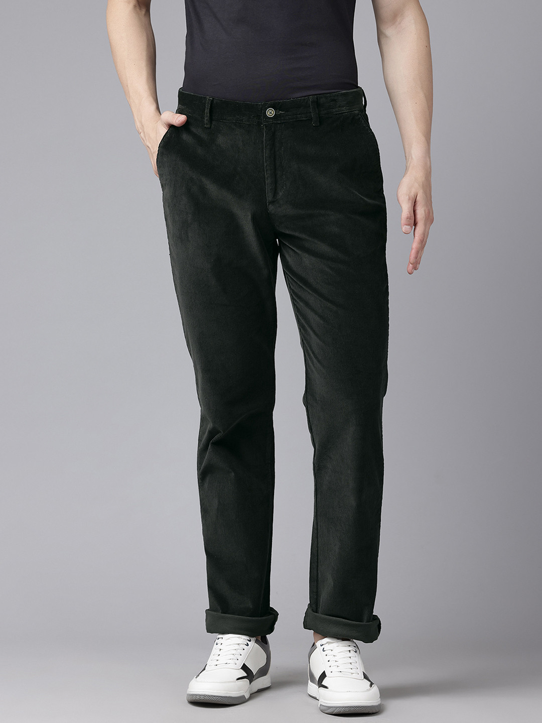 

Blackberrys Men Corduroy Trousers, Olive