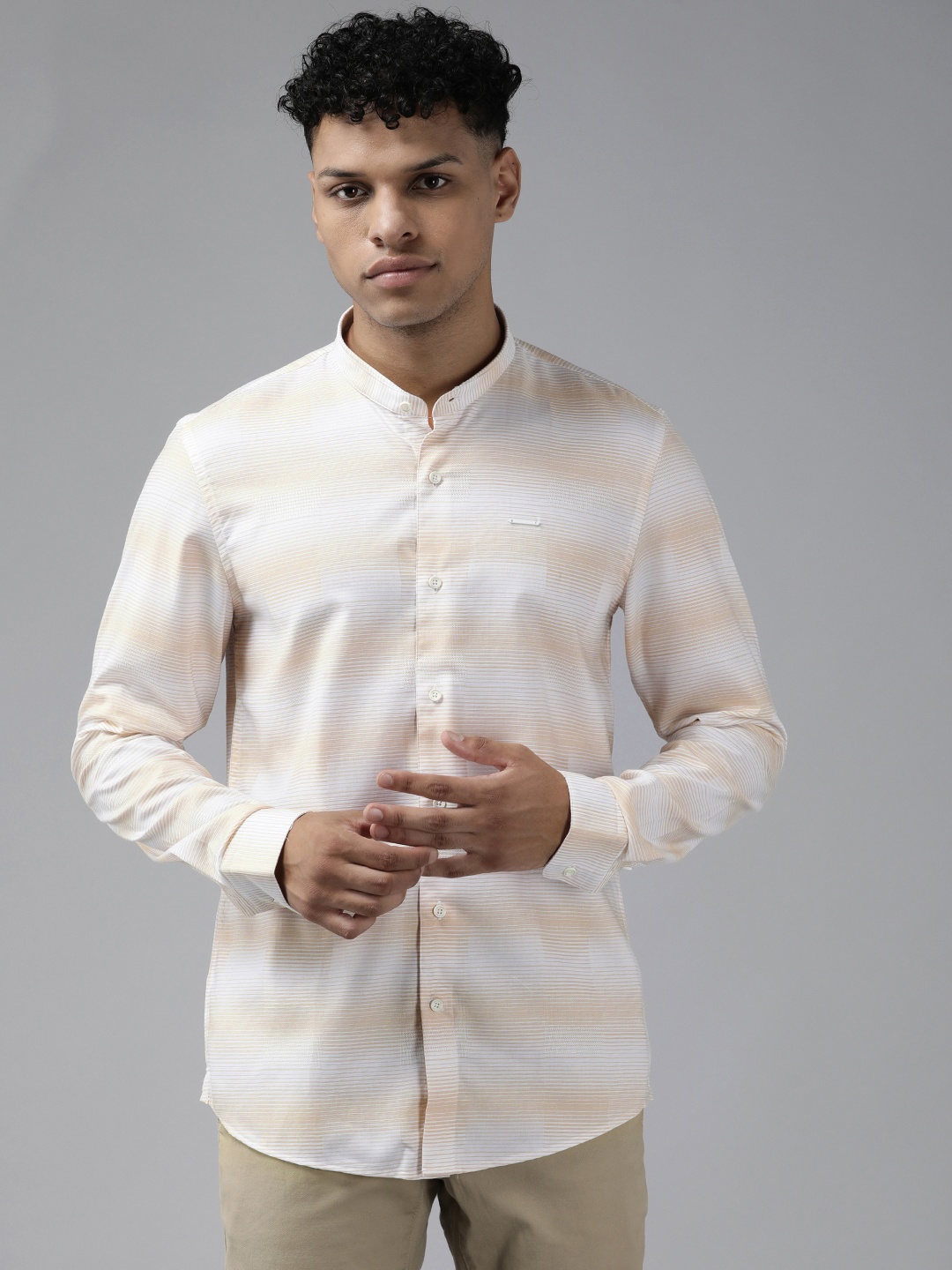 

Blackberrys Phoenix Skinny Fit Striped Pure Cotton Casual Shirt, White
