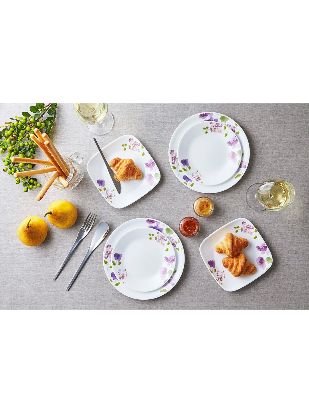 

Corelle Asia Collection White & Violet 2 Piece Floral Printed Vitrelle Glass Bowls 828 ml