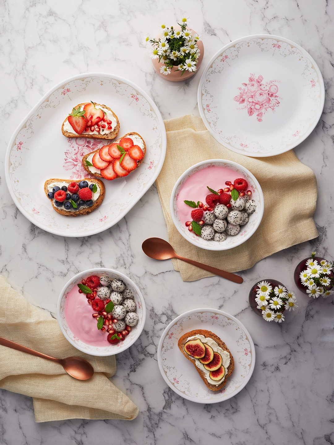 

Corelle Asia Collection White & Pink Floral Printed Vitrelle Glass Plate