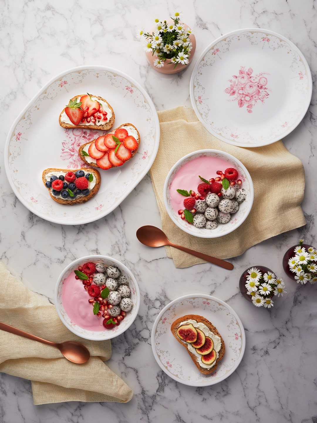 

Corelle Asia Collection White & Pink Floral Printed Glossy Bowl 828 ml