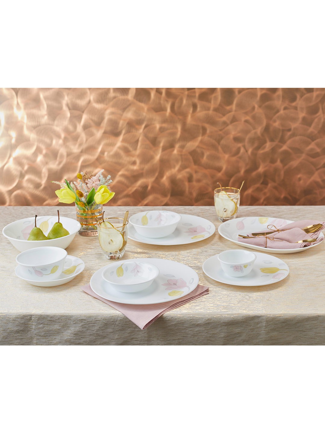 

Corelle Livingware Plus White & Yellow Floral Printed Glossy Vitrelle Glass Bowl 828 ml