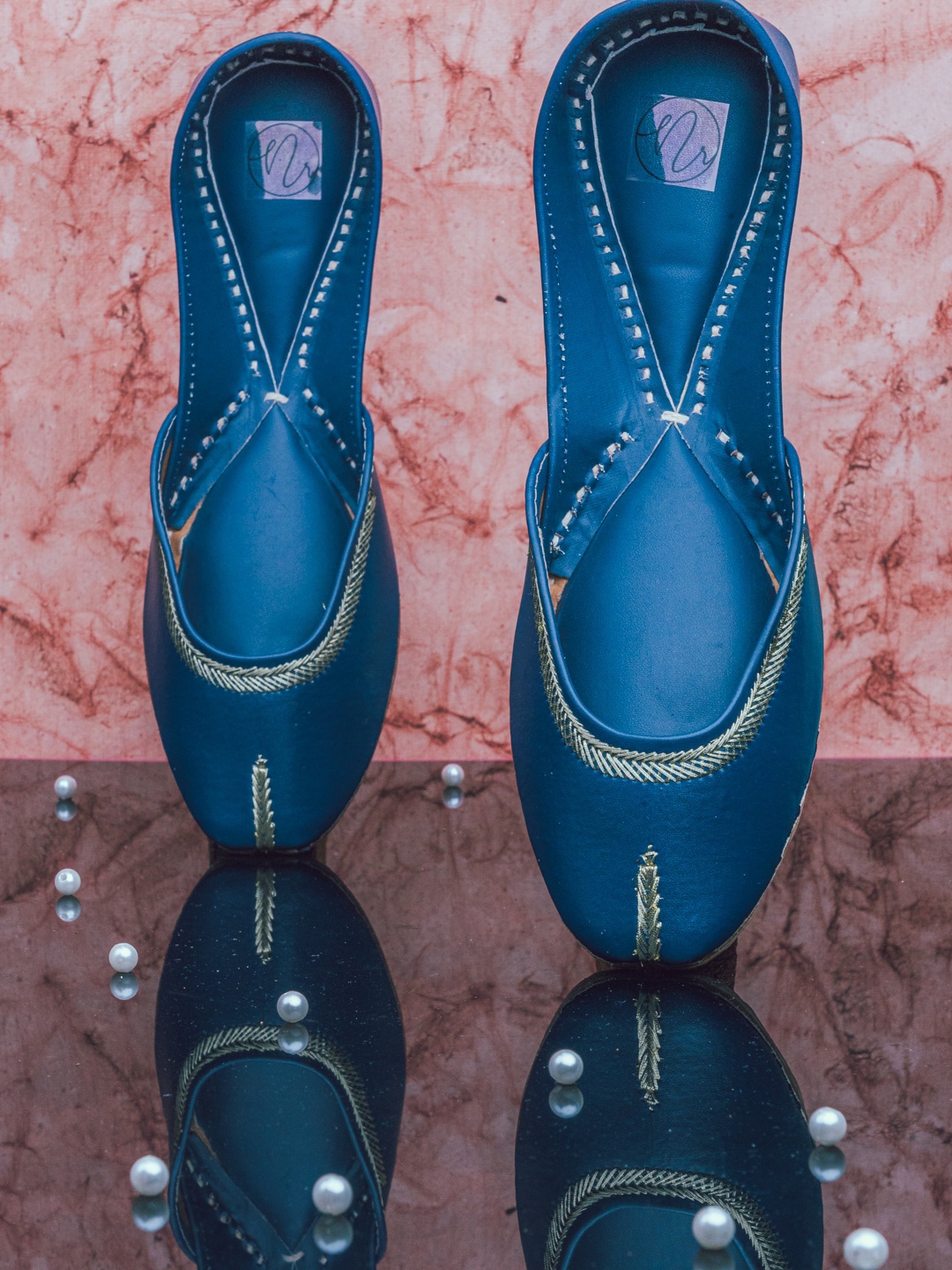 

NR By Nidhi Rathi Women Mojaris Flats, Navy blue