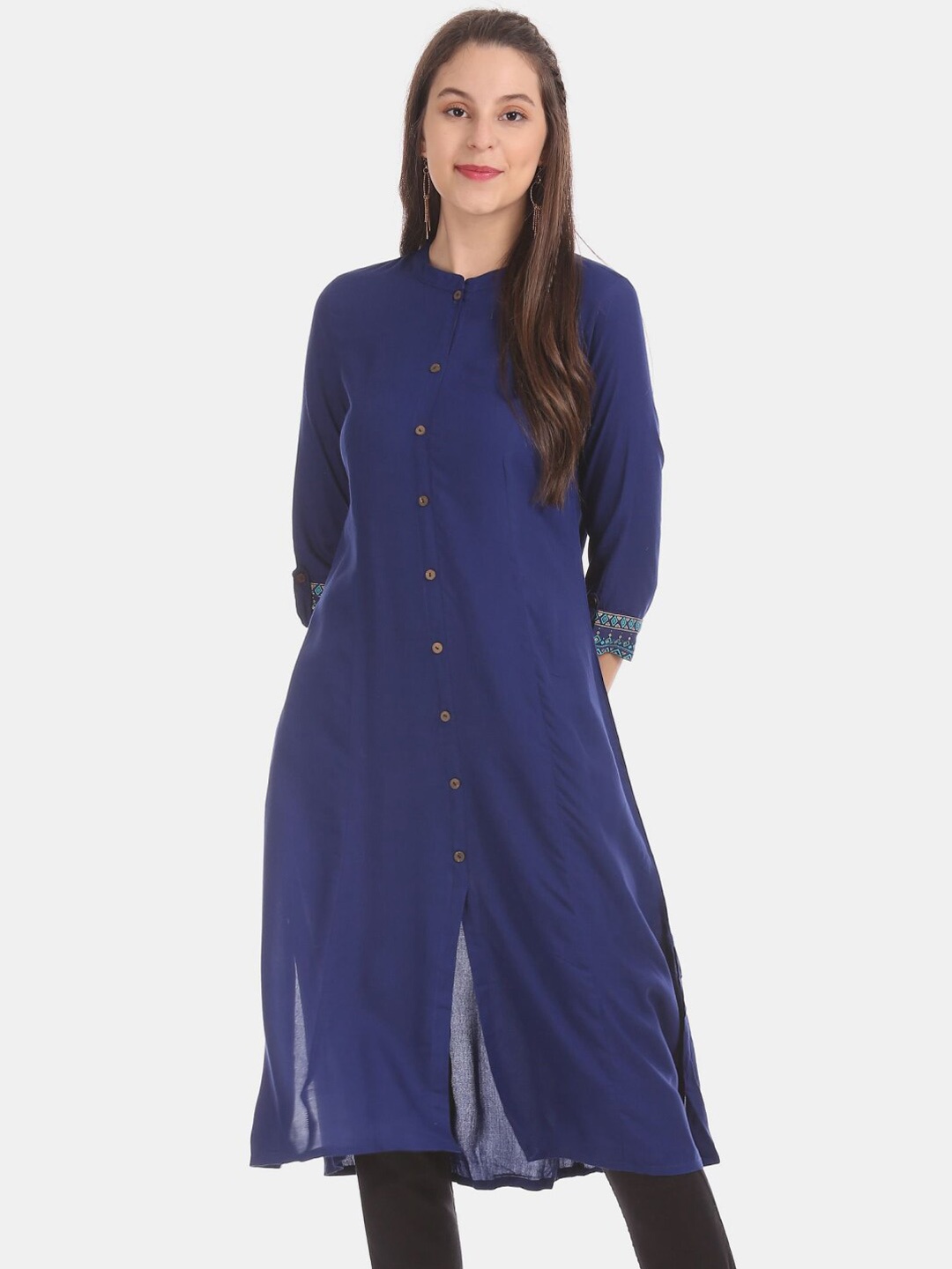 

V-Mart Ethnic Motifs Printed Indigo Cotton Kurta, Blue