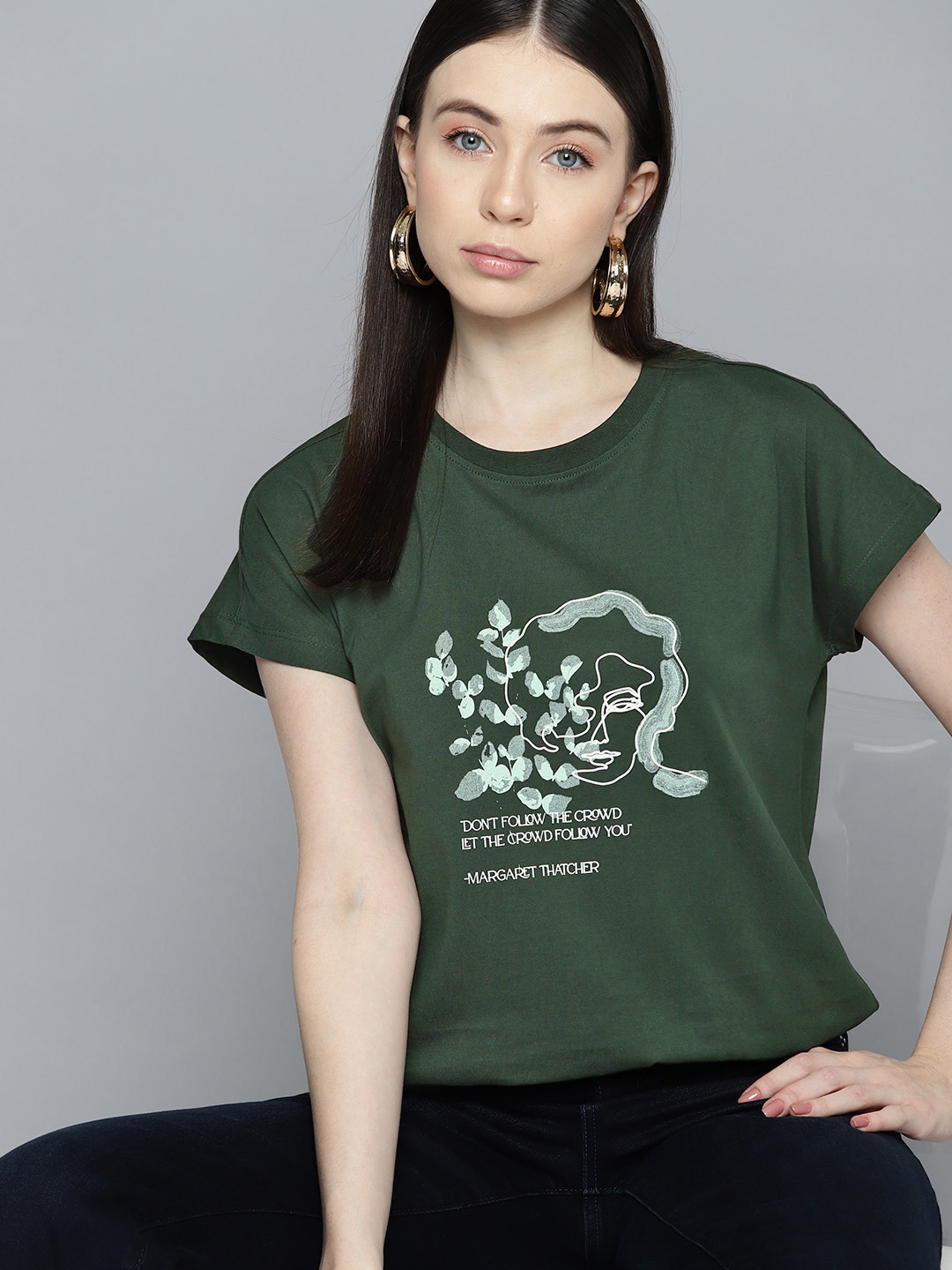 

Chemistry Printed Extended Sleeves Pure Cotton T-shirt, Green