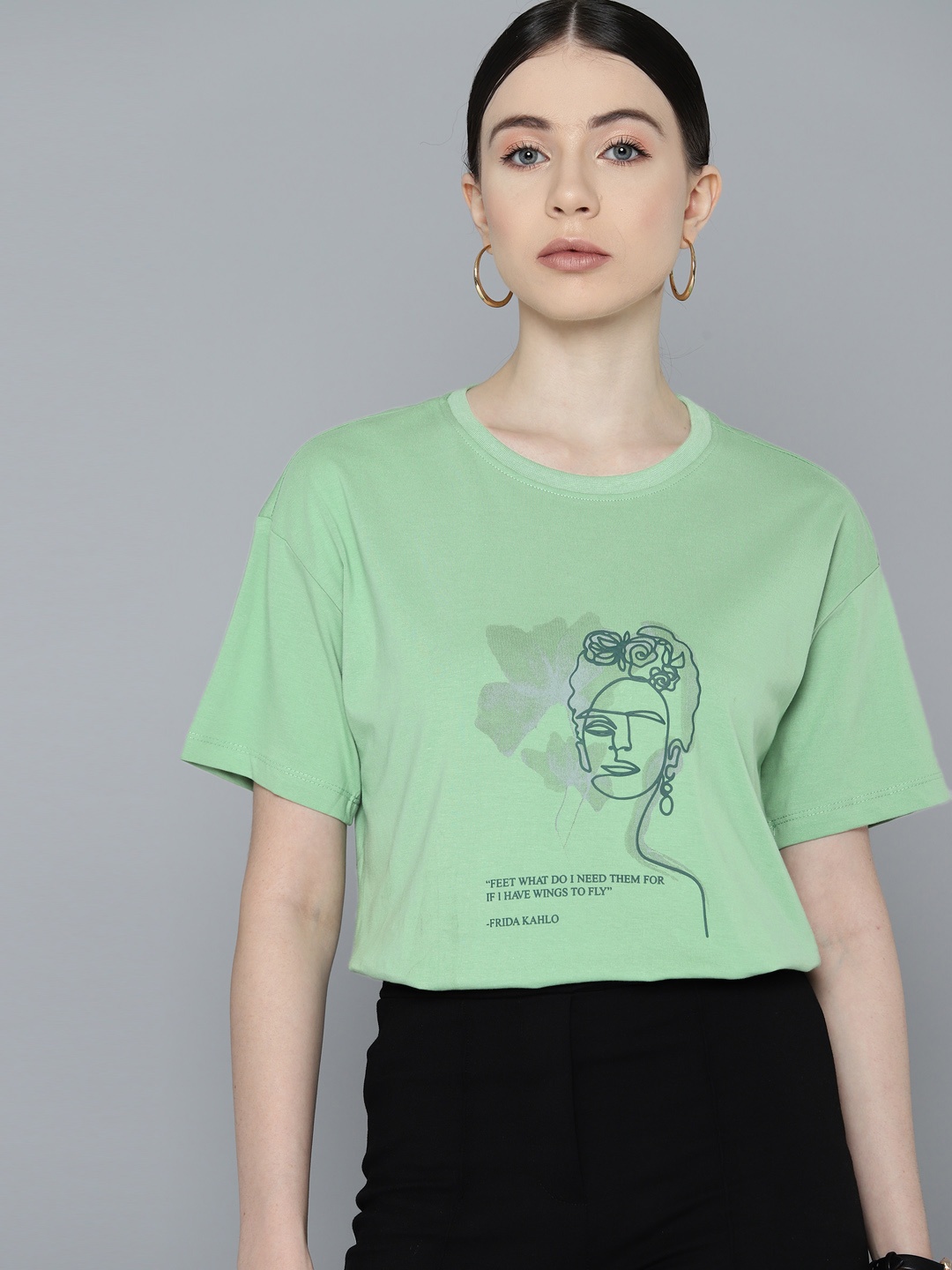

Chemistry Printed Drop-Shoulder Sleeves Pure Cotton T-shirt, Green
