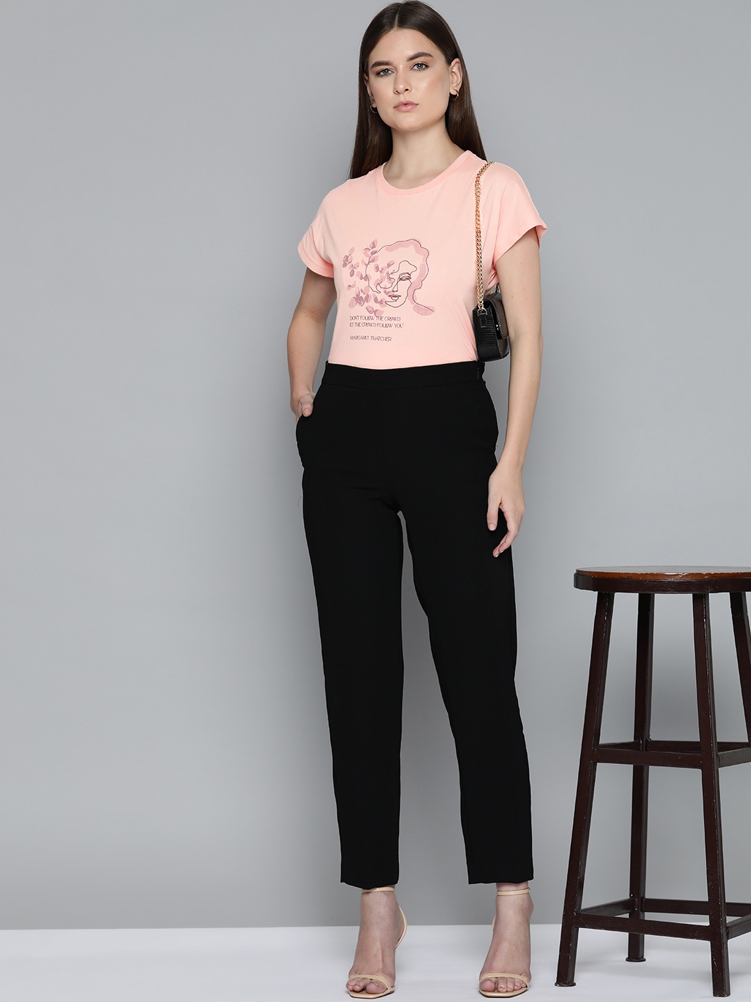 

Chemistry Typography & Graphic Printed Pure Cotton T-shirt, Peach