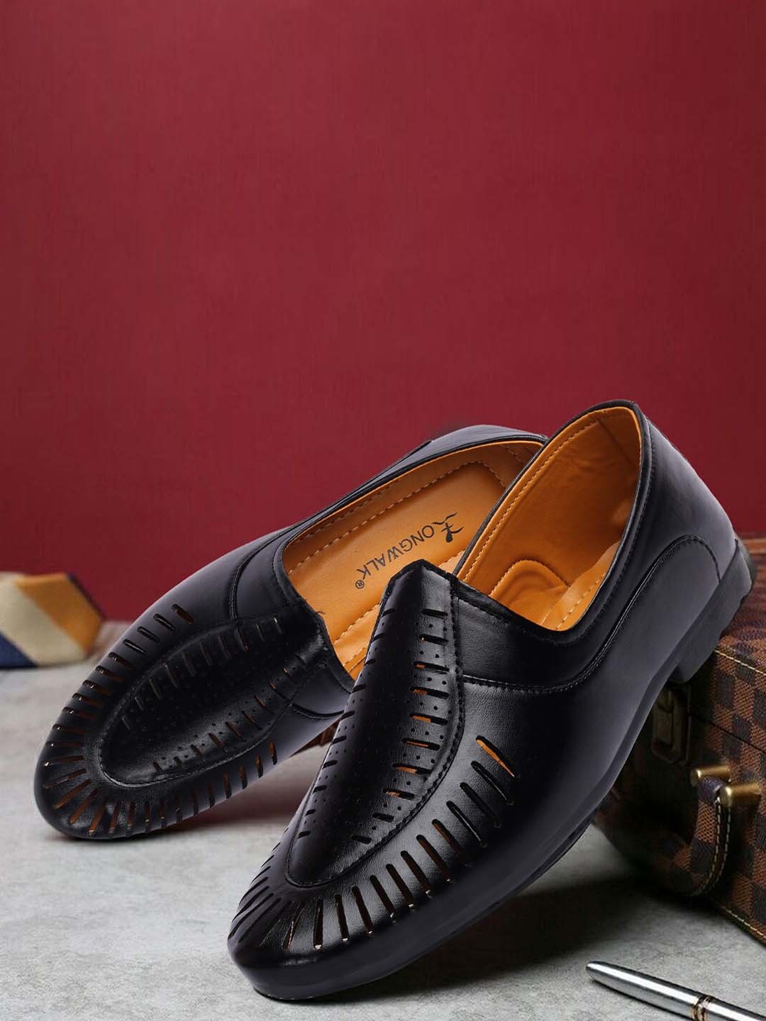 

Longwalk Men Laser Cut Formal Slip On Shoes, Black