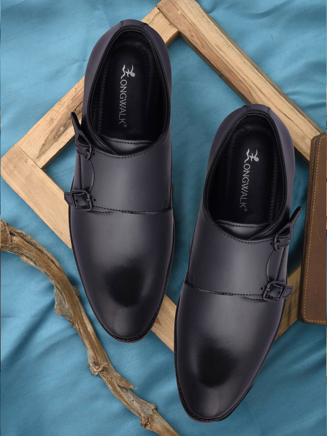 

Longwalk Men Buckles Formal Monk Shoes, Black