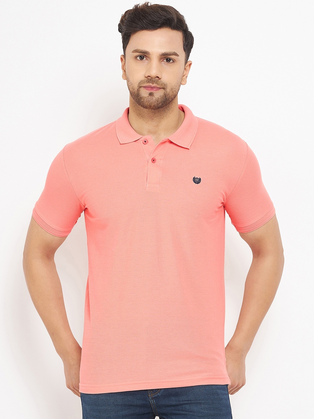

Duke Men Polo Collar Slim Fit Cotton T-shirt, Peach