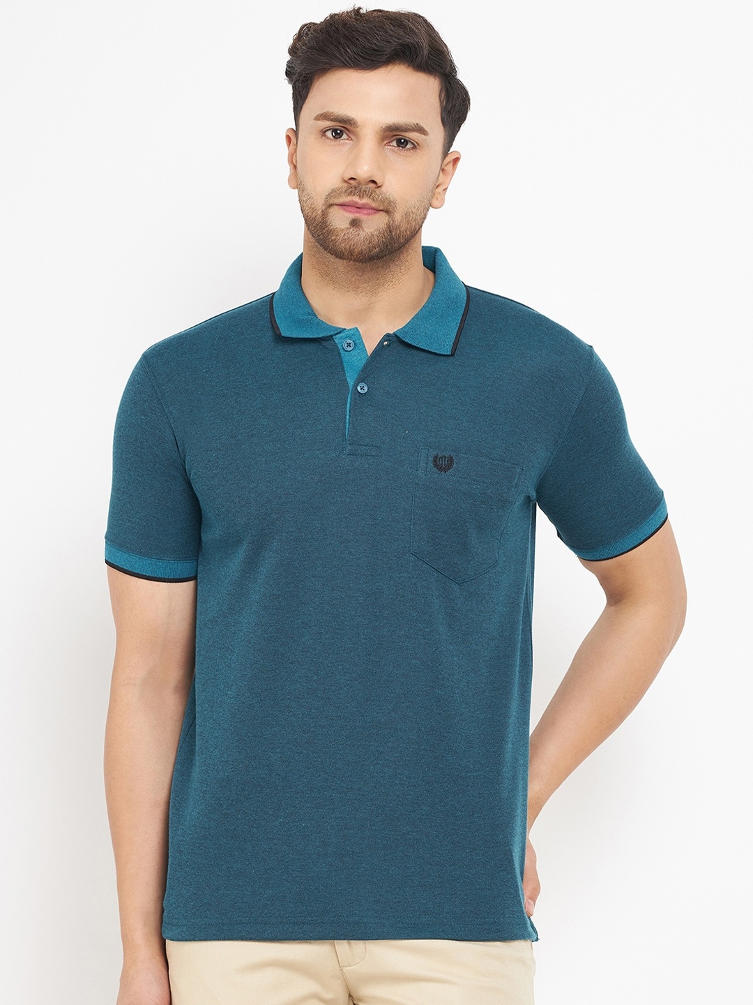 

Duke Men Polo Collar Cotton T-shirt, Teal