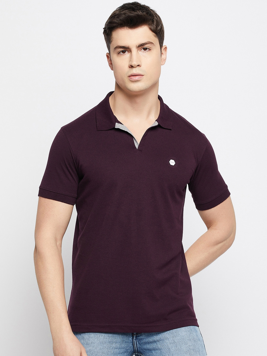 

Duke Men Polo Collar Slim Fit Cotton T-shirt, Purple