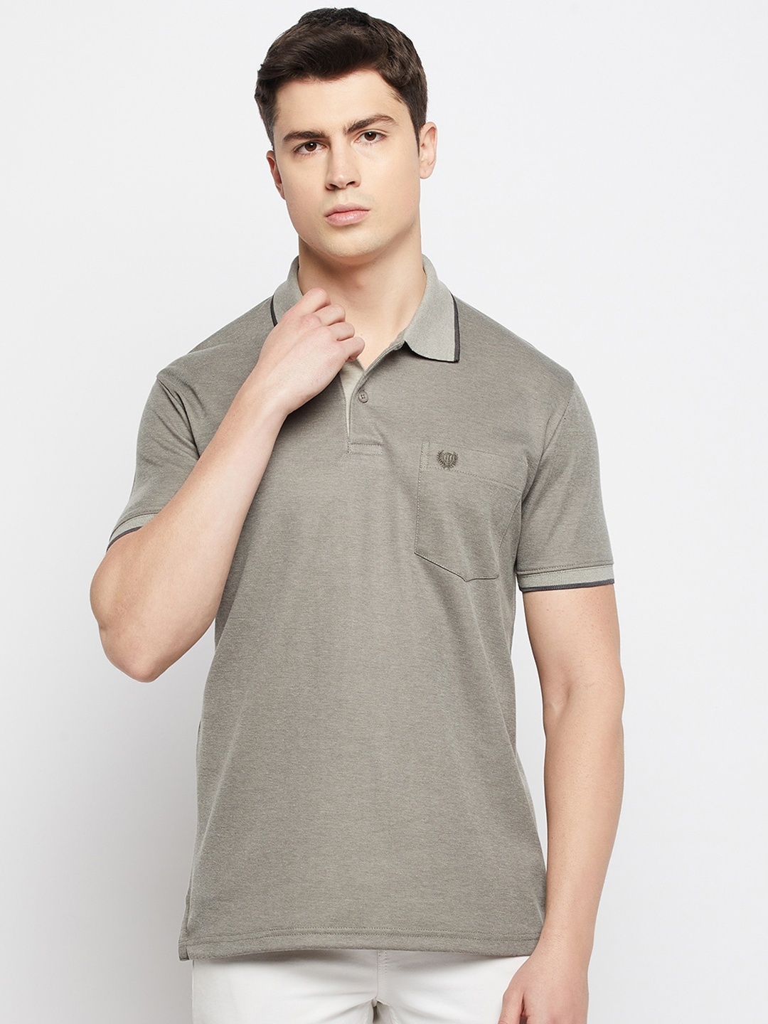 

Duke Men Plus Size Polo Collar Cotton T-shirt, Grey