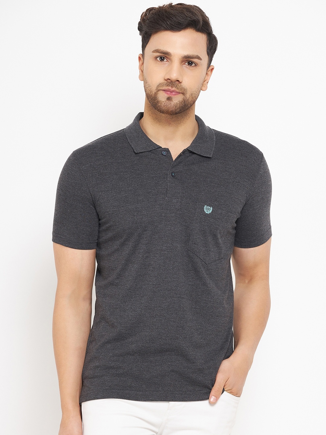 

Duke Men Polo Collar Cotton T-shirt, Grey
