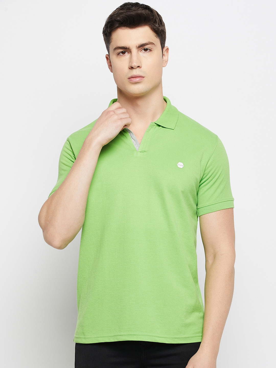 

Duke Men Polo Collar Cotton Slim Fit T-shirt, Green