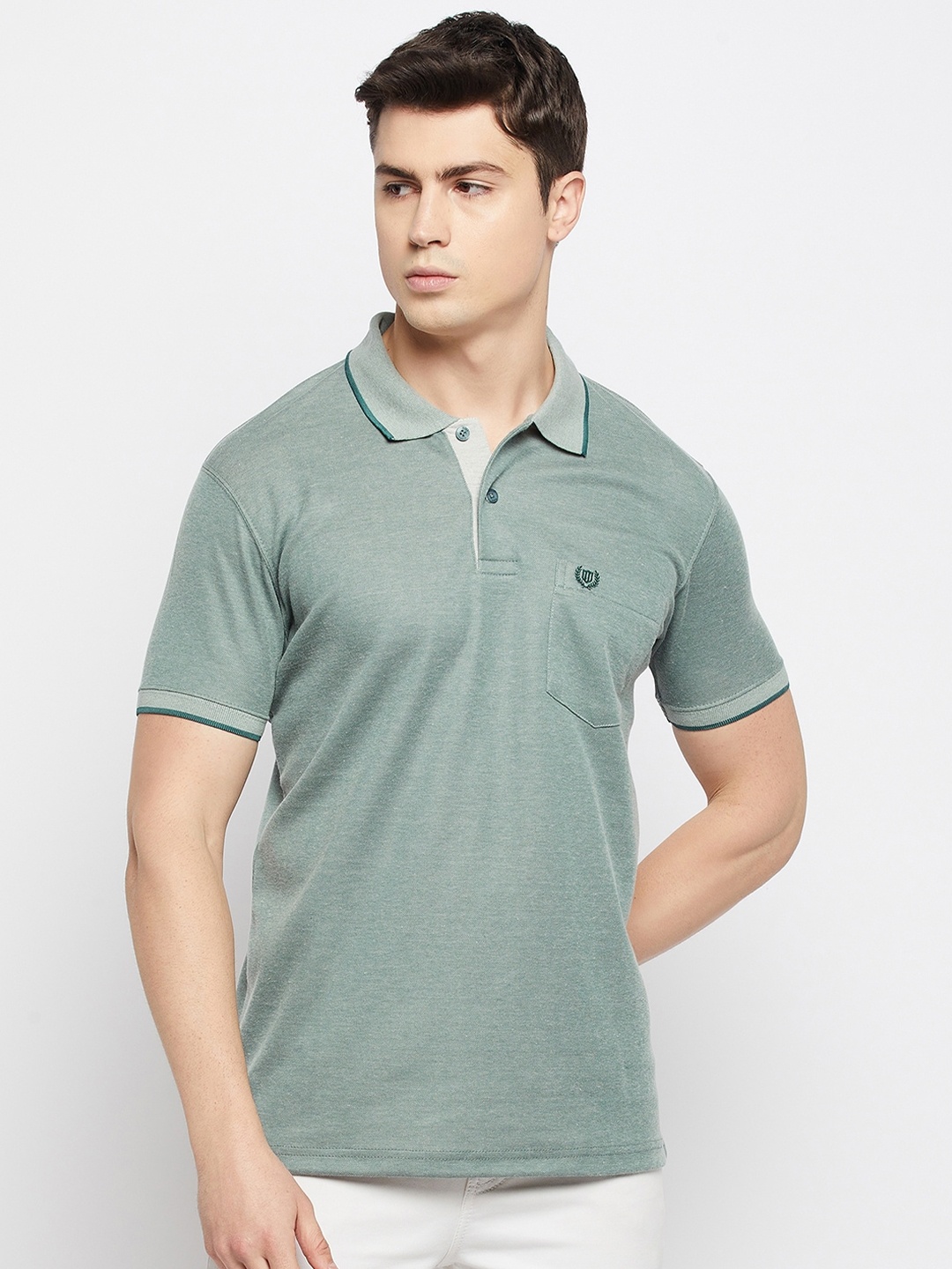 

Duke Men Polo Collar Cotton T-shirt, Green