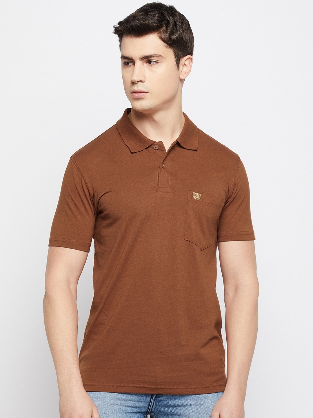 

Duke Men Polo Collar Slim Fit Cotton T-shirt, Brown