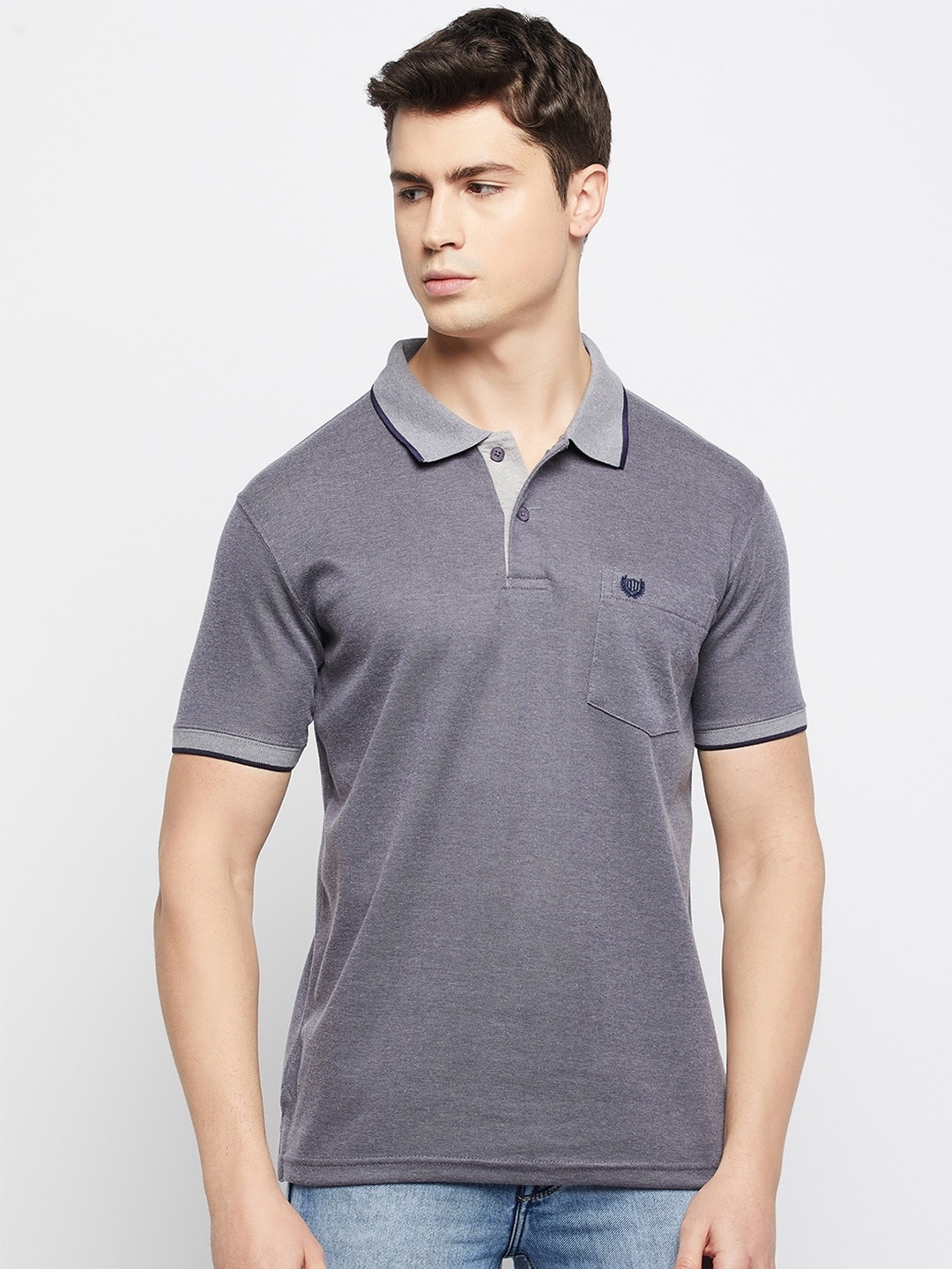 

Duke Men Polo Collar T-shirt, Grey