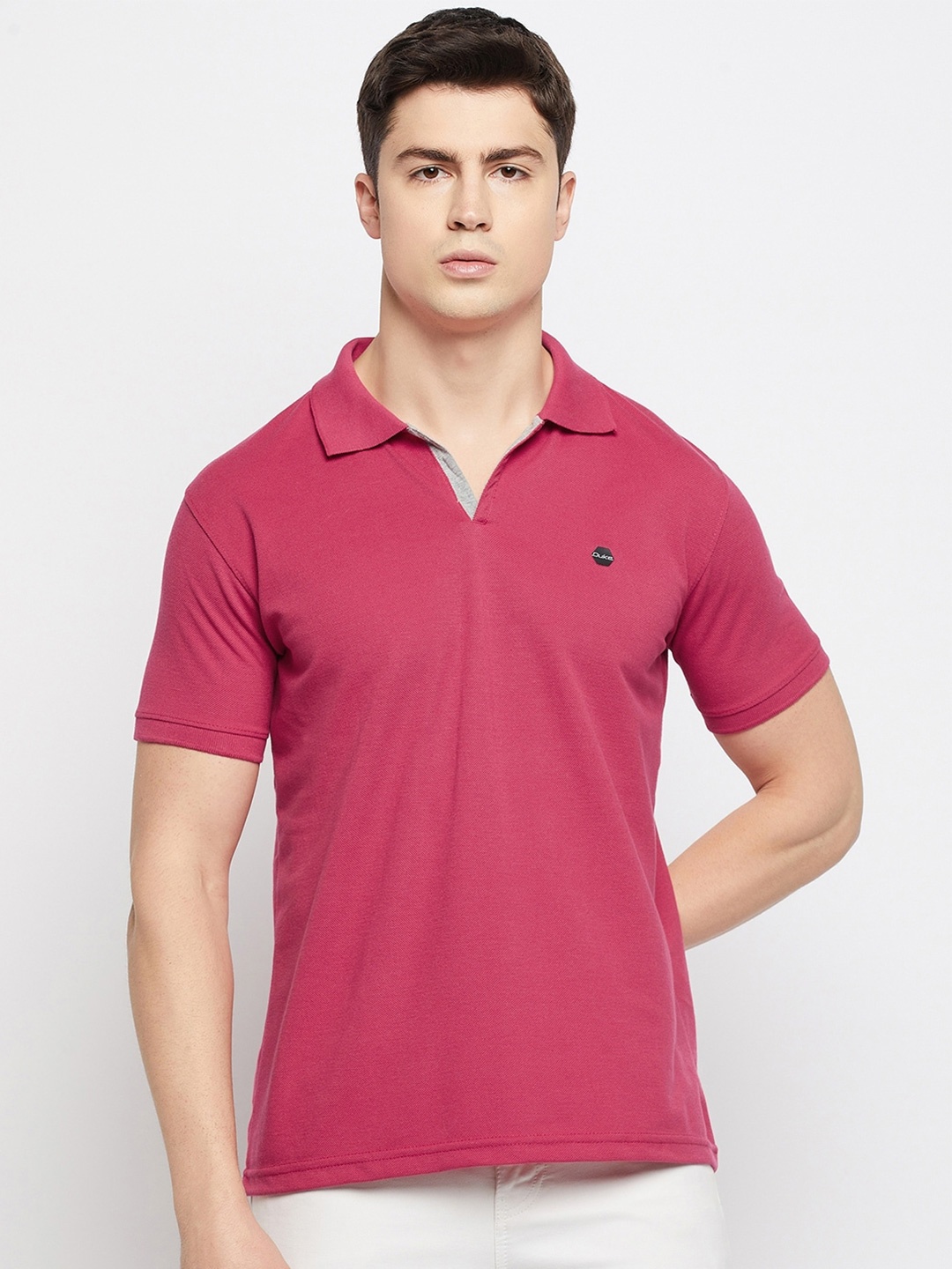 

Duke Men Polo Collar Cotton T-shirt, Pink