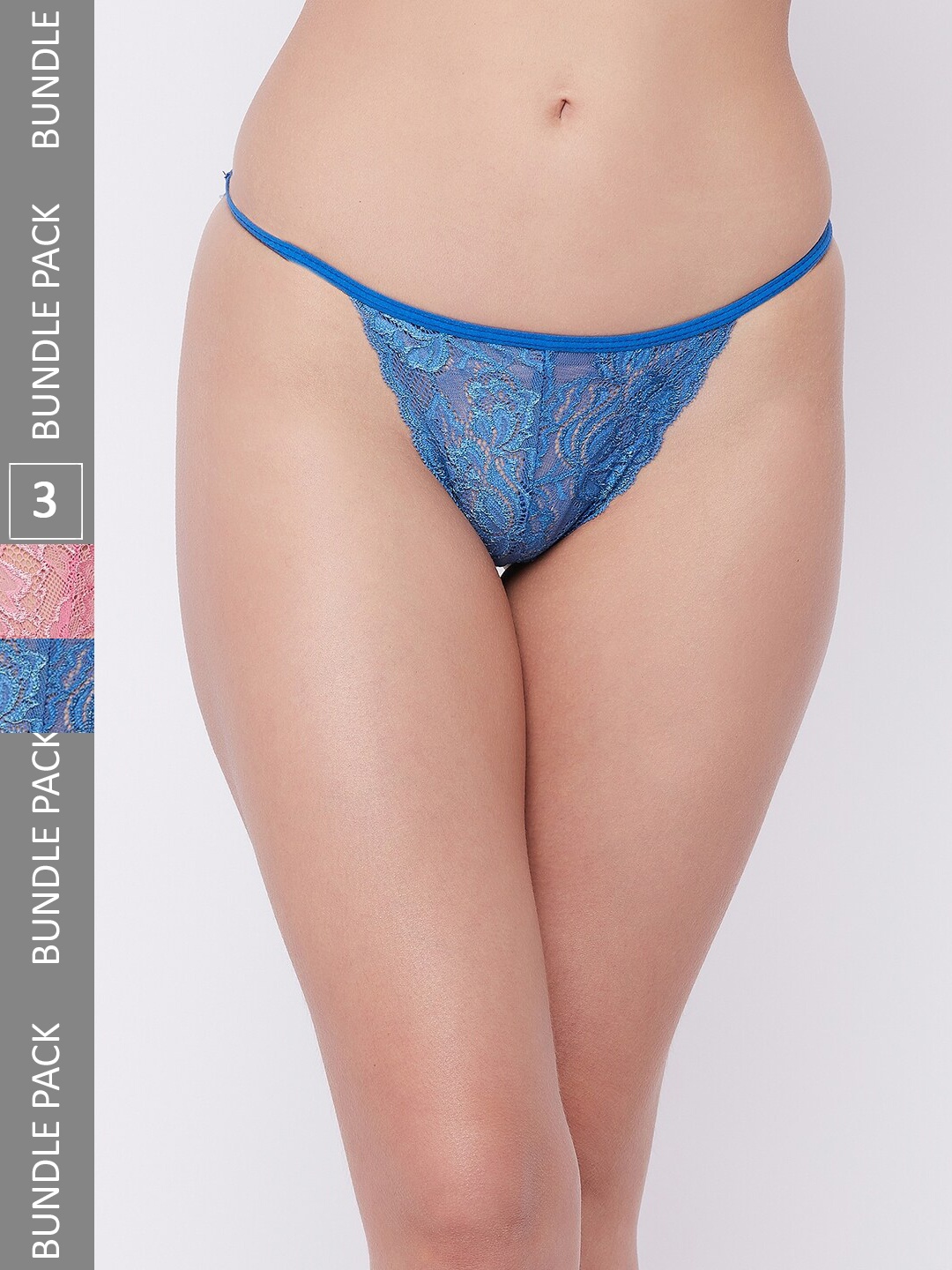 

SECRETS BY ZEROKAATA Women Pack Of 3 Assorted Lace Bikini Thongs