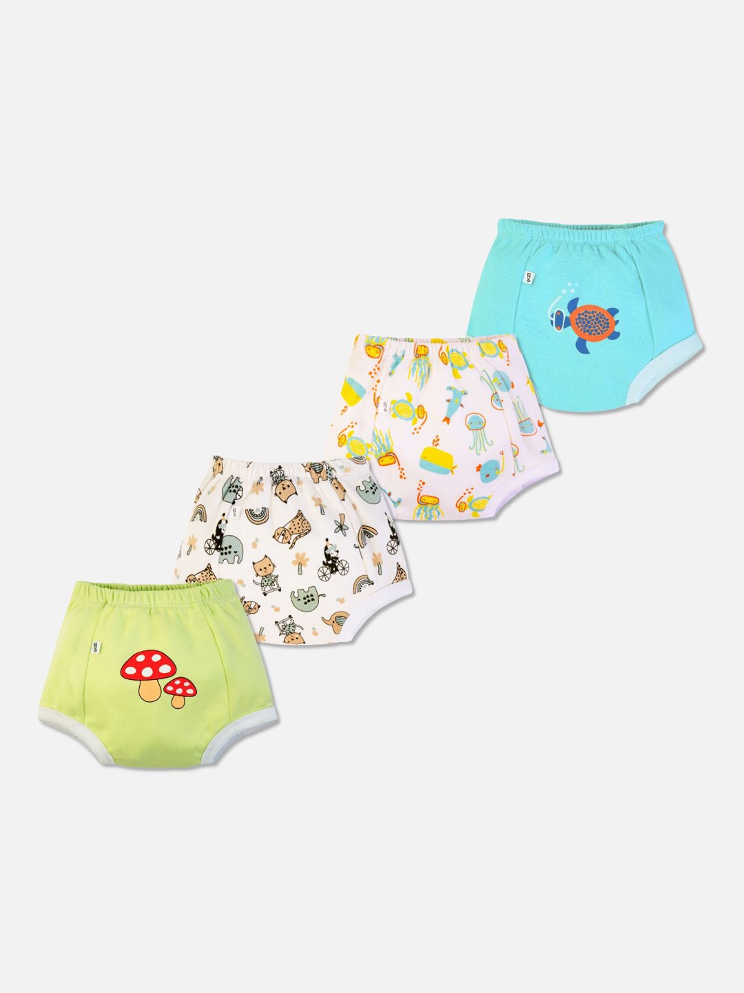 

You Got Plan B Kids Pack Of 4 Printed Pure Cotton Anti Microbial Padded Basic Briefs, Blue