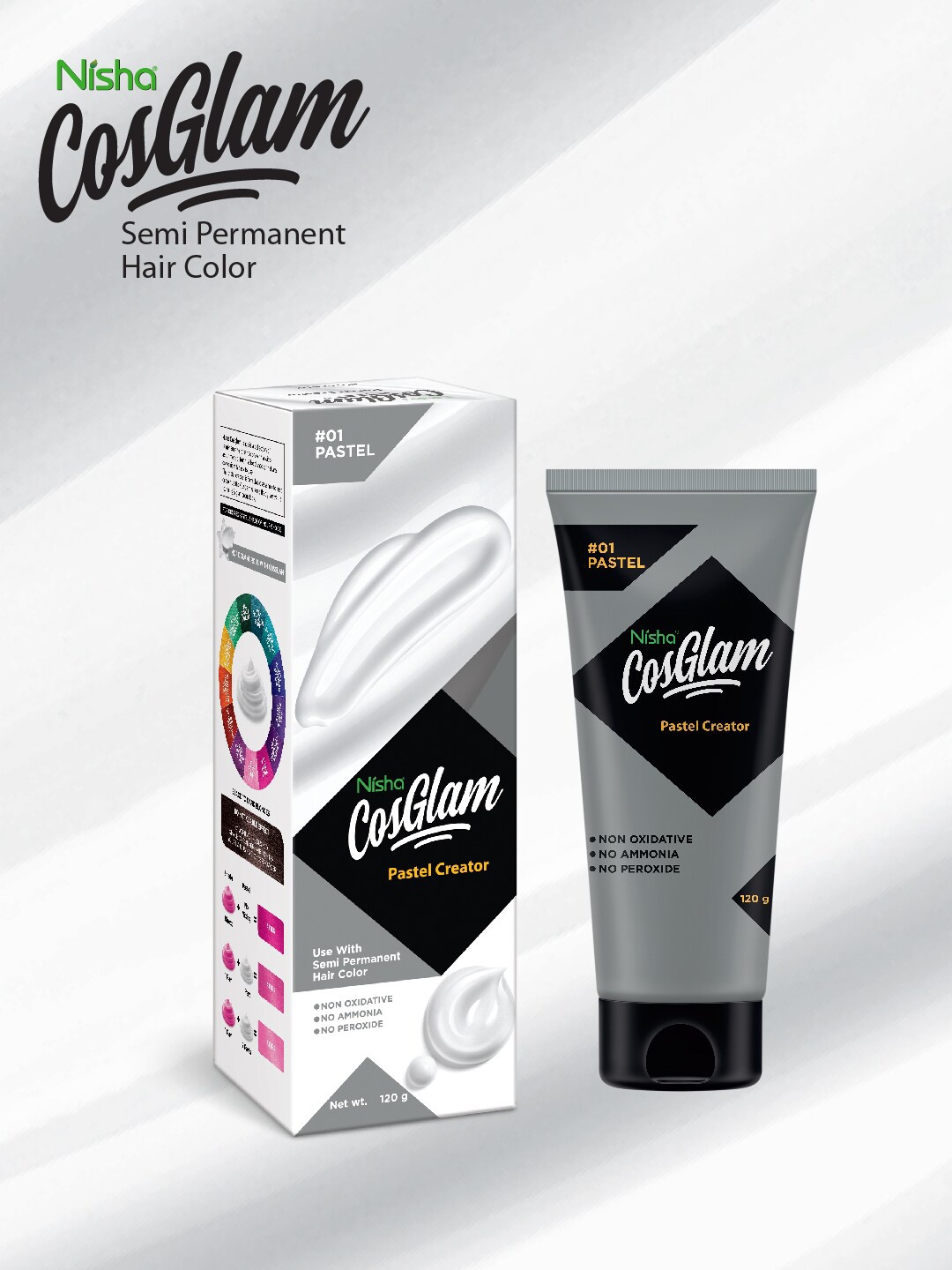 Nisha CosGlam Use With Semi-Permanent Hair Color 120 g, White