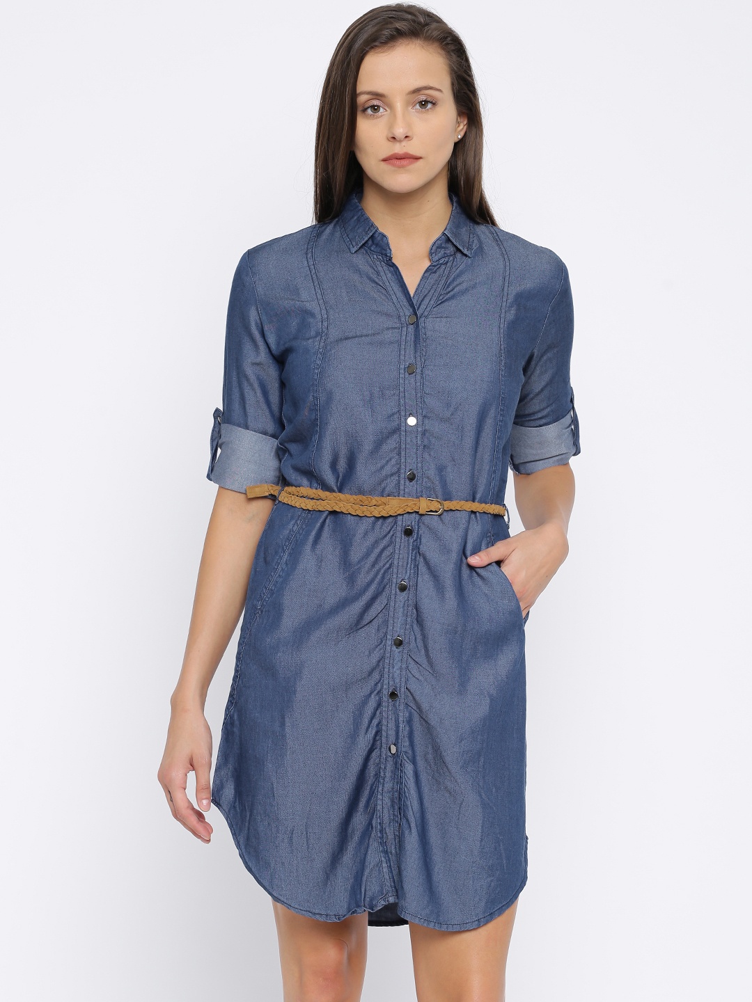 

Deal Jeans Women Blue Denim Solid Shirt Dress