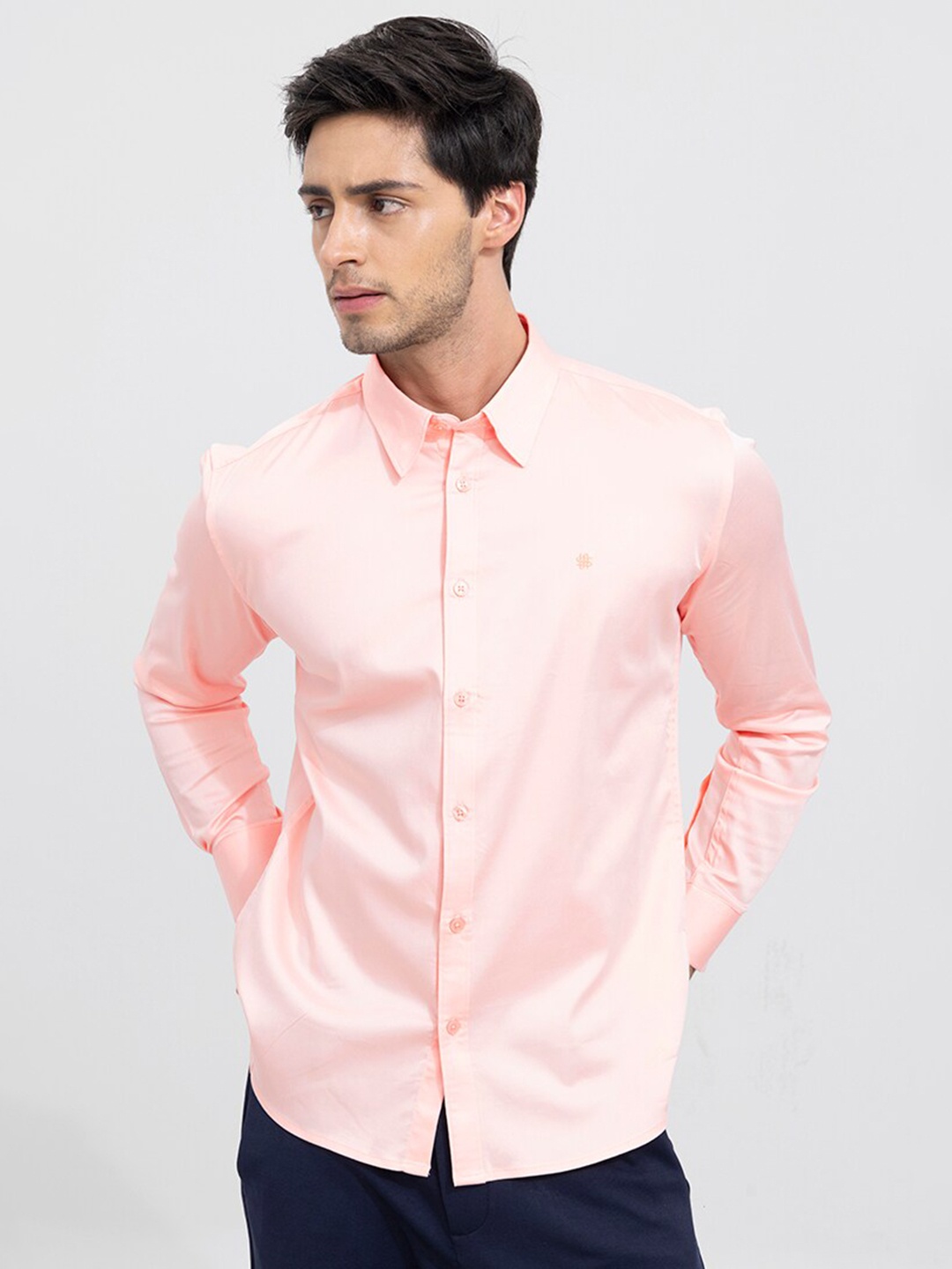 

Snitch Men Cotton Long Sleeves Slim Fit Casual Shirt, Pink