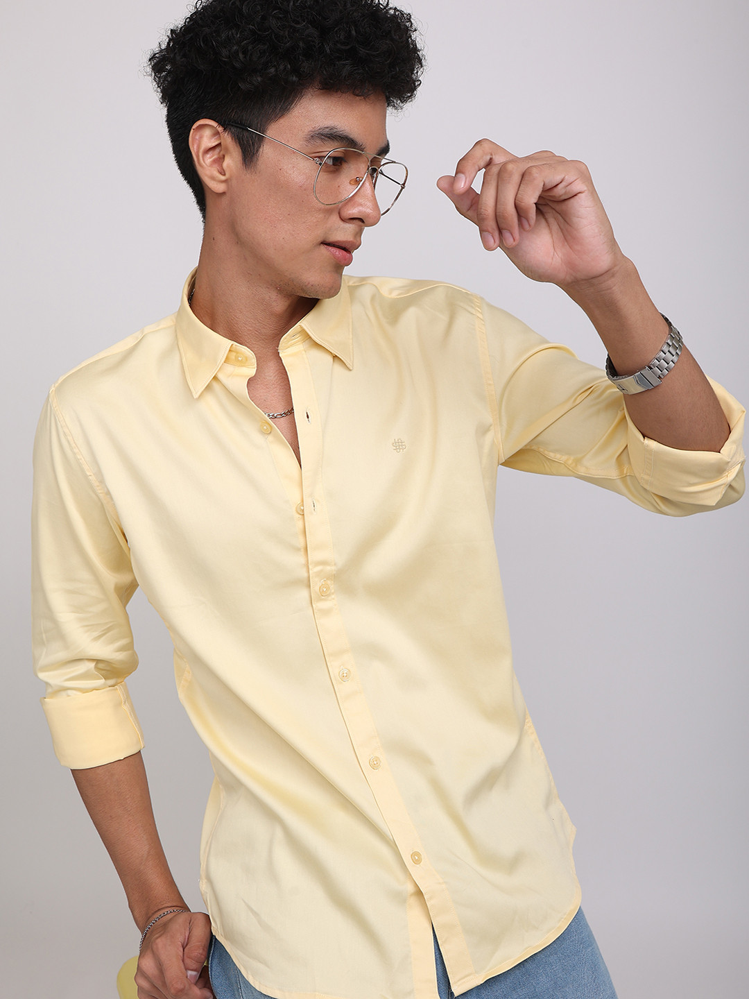 

Snitch Men Slim Fit Formal Cotton Shirt, Yellow