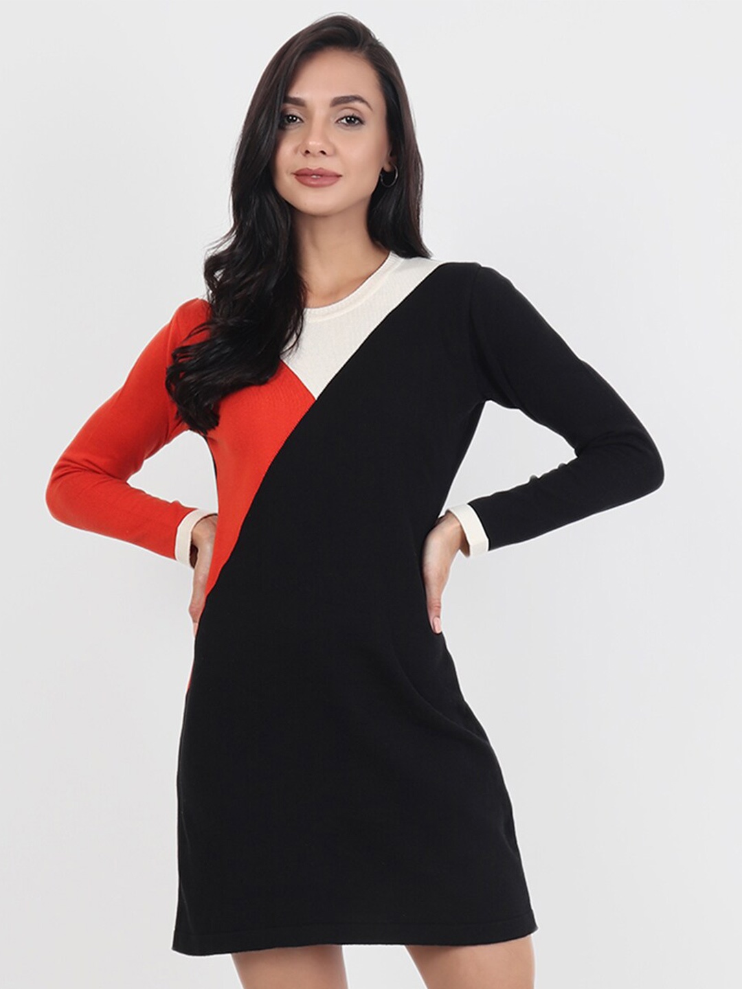 

JoE Hazel Colourblocked Sheath Cotton Dress, Black