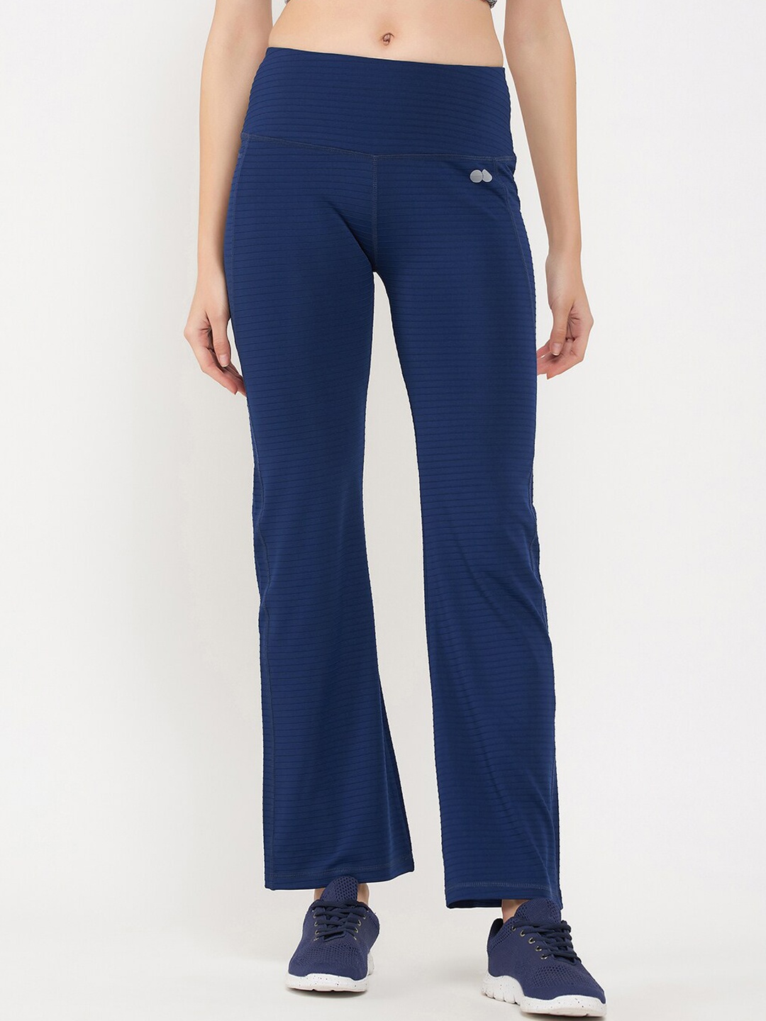 

Clovia Women Comfort Fit High-Waist Flared Yoga Pants, Blue