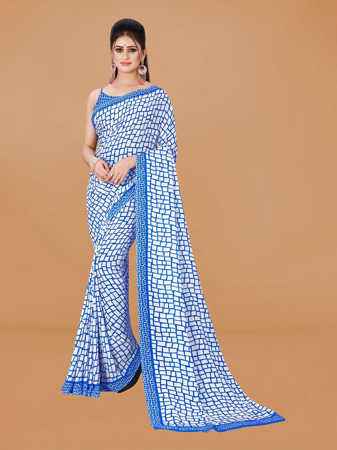 

KALINI Printed Pure Georgette Saree, Blue