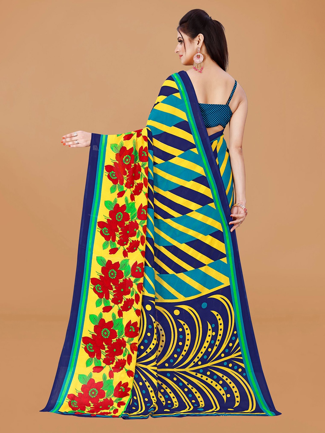 

KALINI Floral Printed Saree, Blue