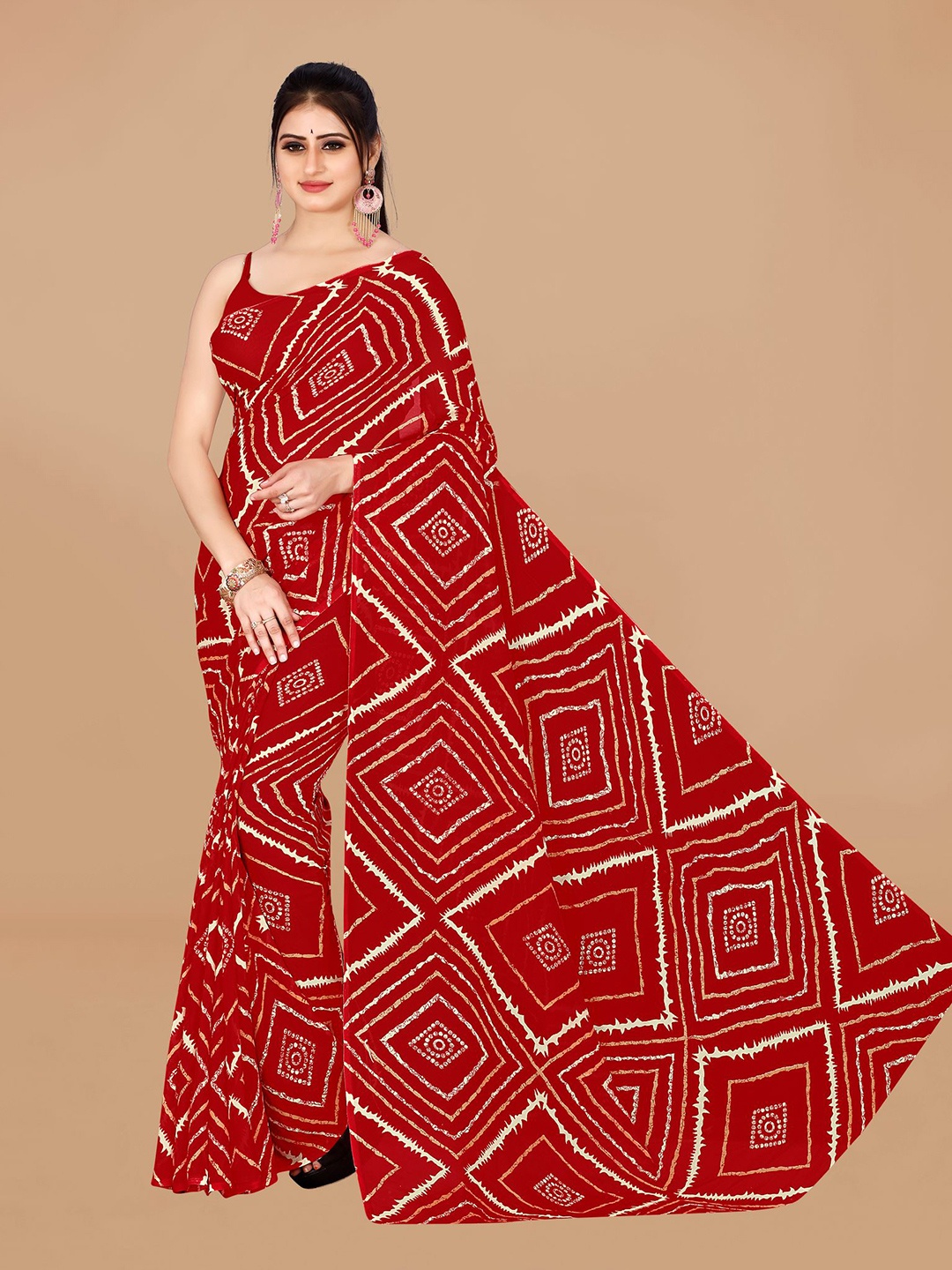 

ANAND SAREES Printed Pure Georgette Saree, Red