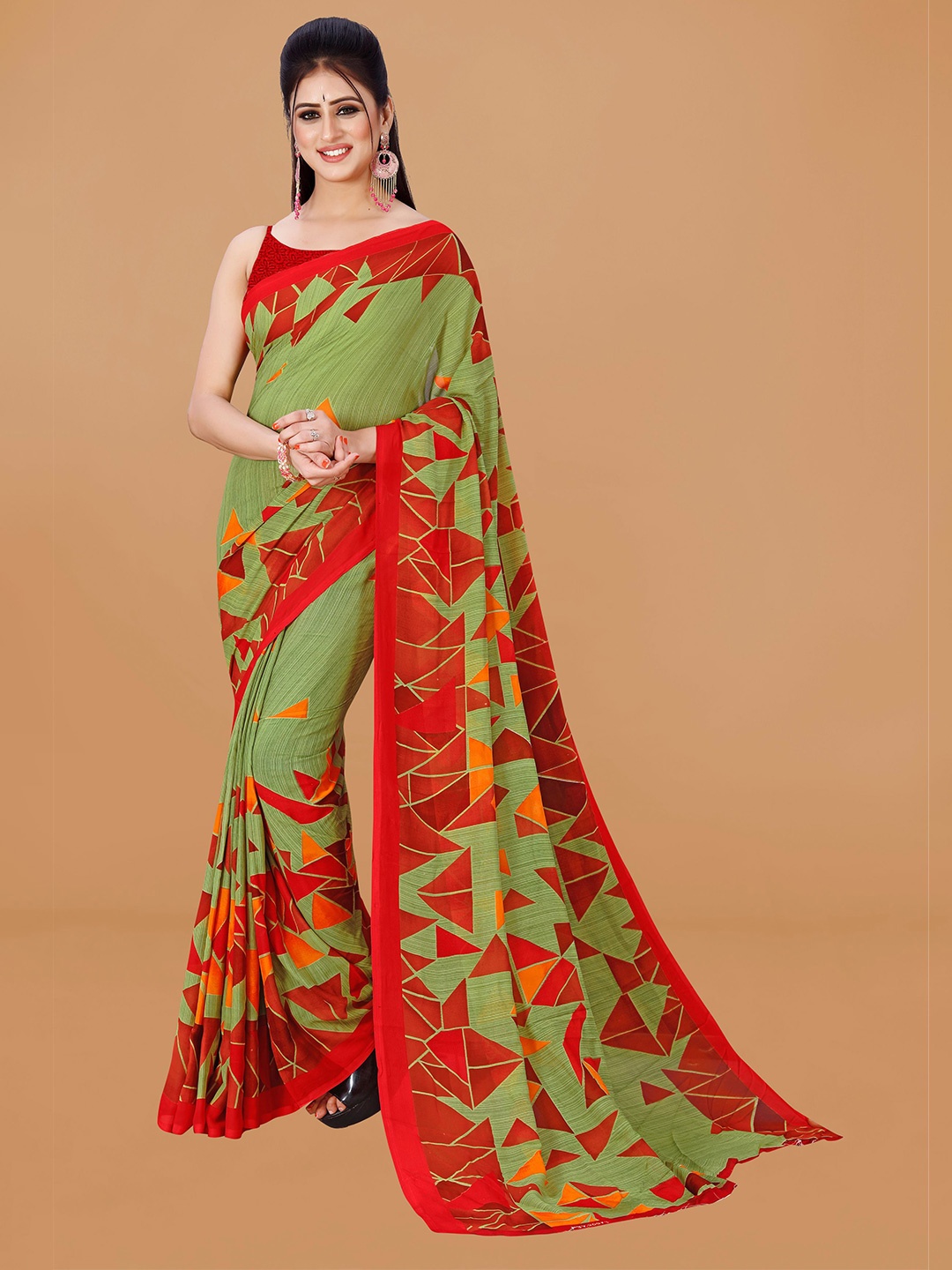 

KALINI Pure Georgette Saree, Green