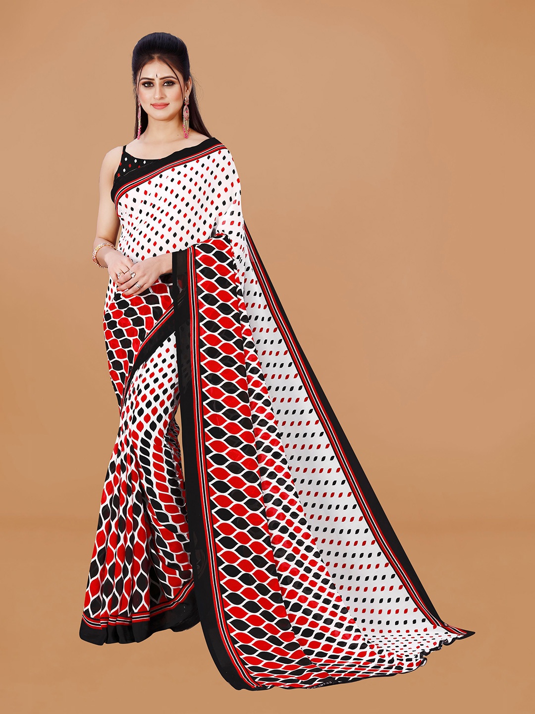 

KALINI Printed Pure Georgette Saree, White