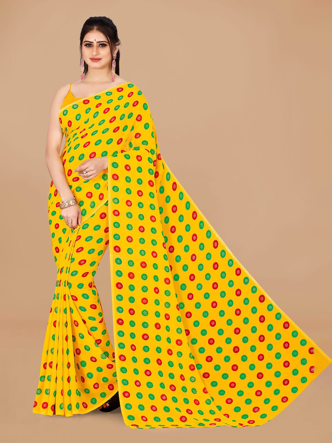 

ANAND SAREES Printed Pure Georgette Saree, Yellow