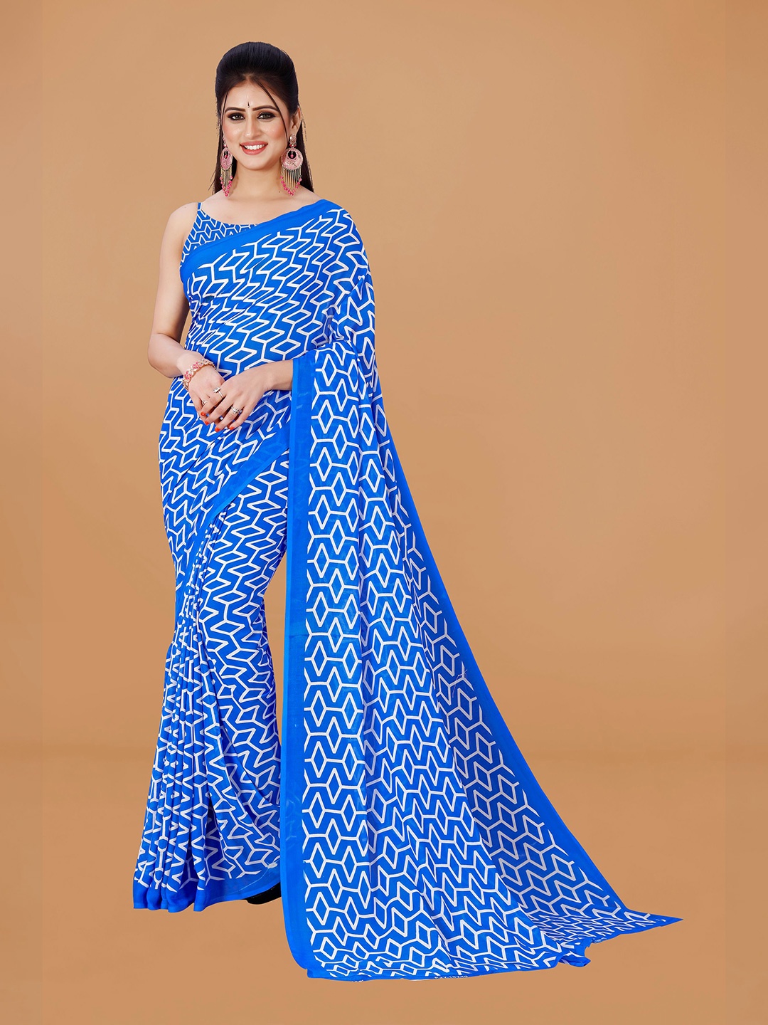 

KALINI Pure Georgette Saree, Blue