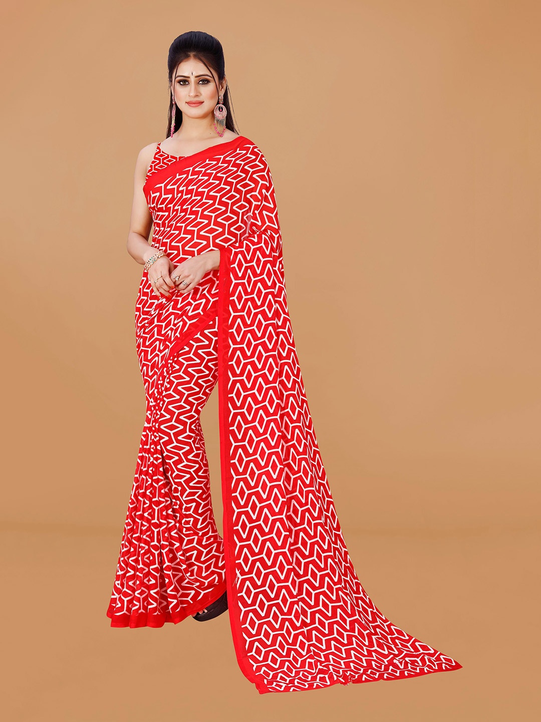 

ANAND SAREES Pure Georgette Saree, Red