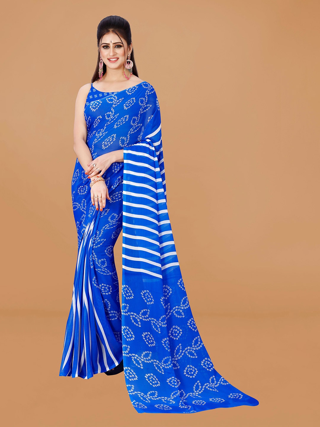 

KALINI Bandhani Pure Georgette Saree, Blue