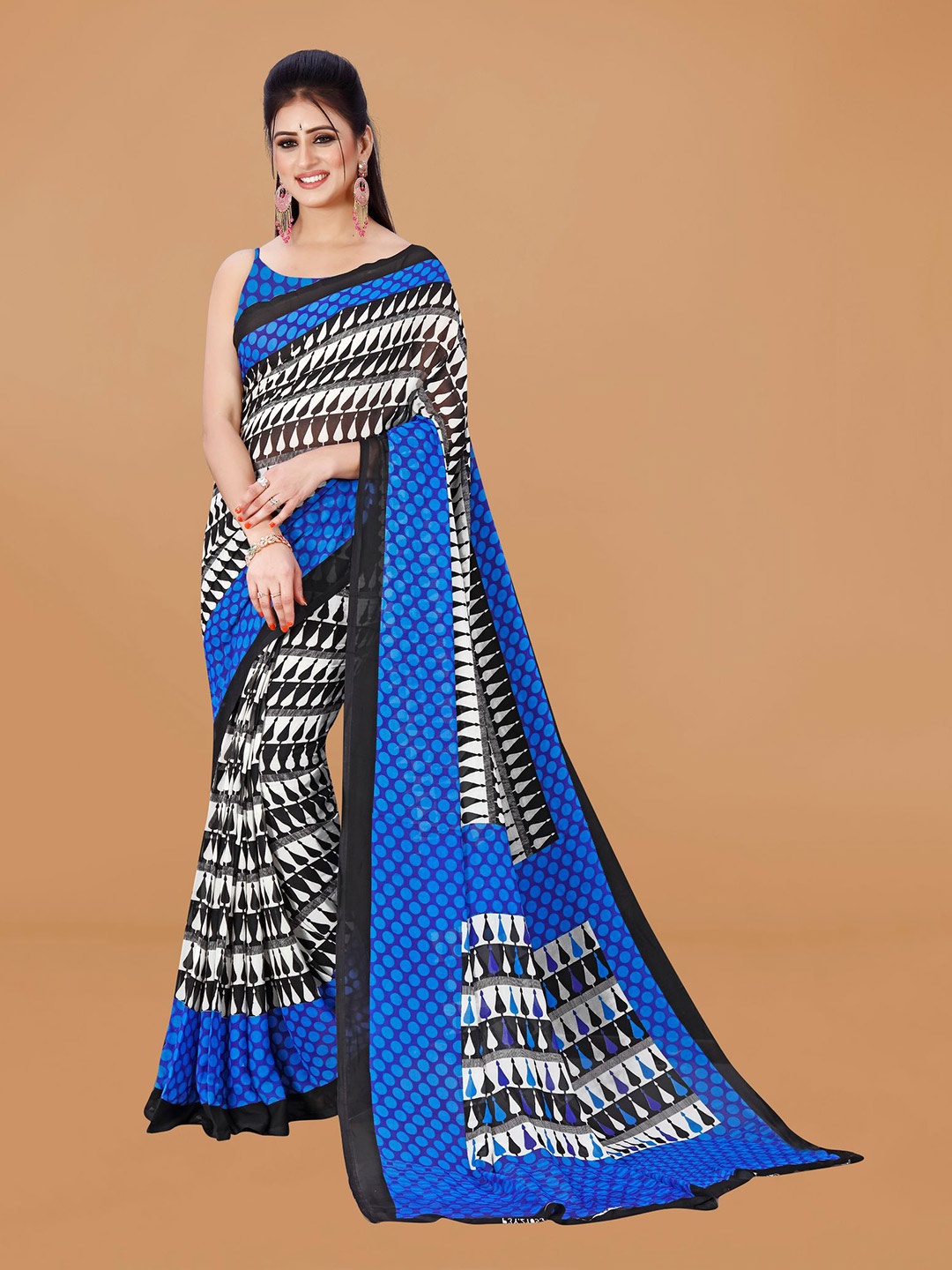 

KALINI Printed Pure Georgette Saree, Blue