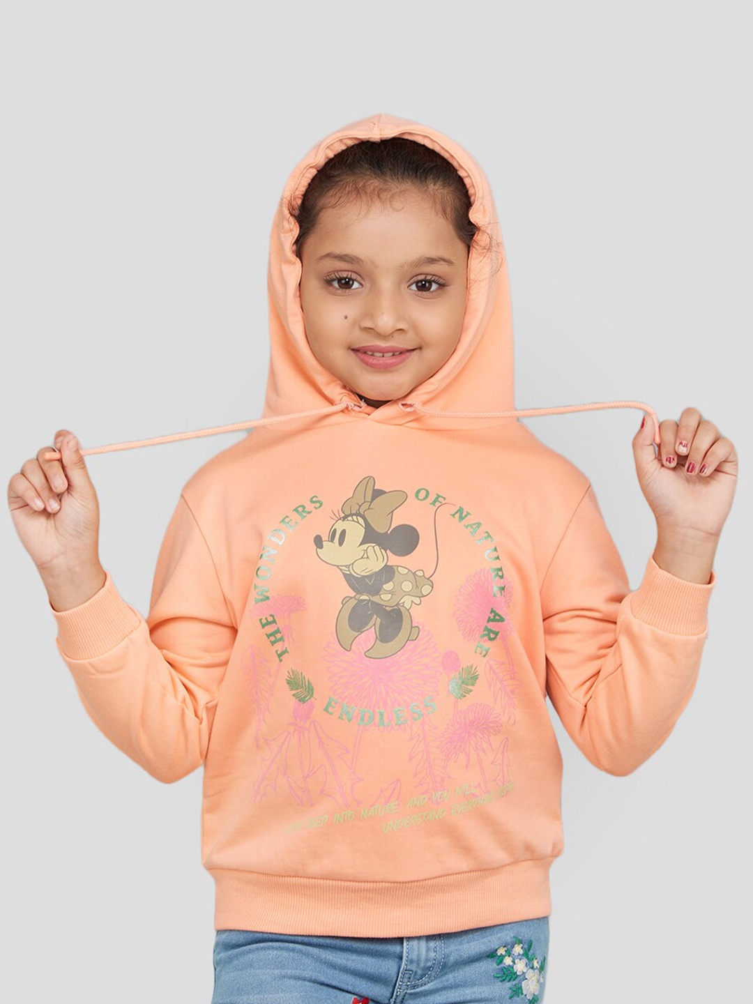 

Zalio Girls Graphic Minnie Mouse Printed Hooded Pullover Sweatshirt, Orange