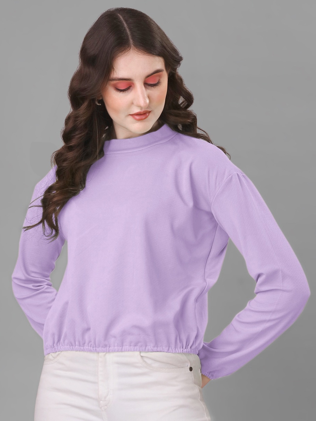 

Urban Luxe Blouson High Neck Top, Lavender