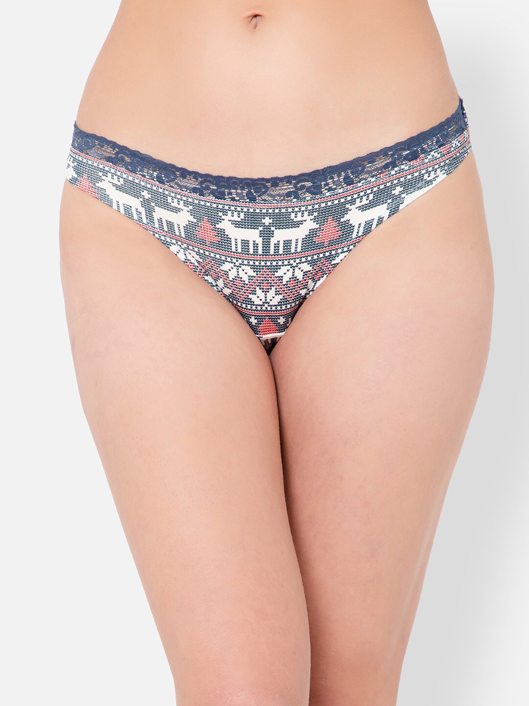 

Clovia Printed Low-Rise Cotton Bikini Briefs PN3512A083XL, Blue