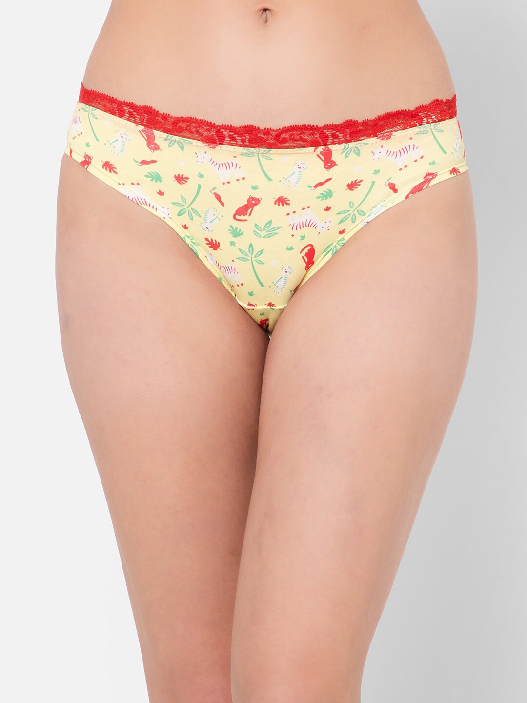 

"Clovia Low Waist Printed Bikini Breifs, Yellow