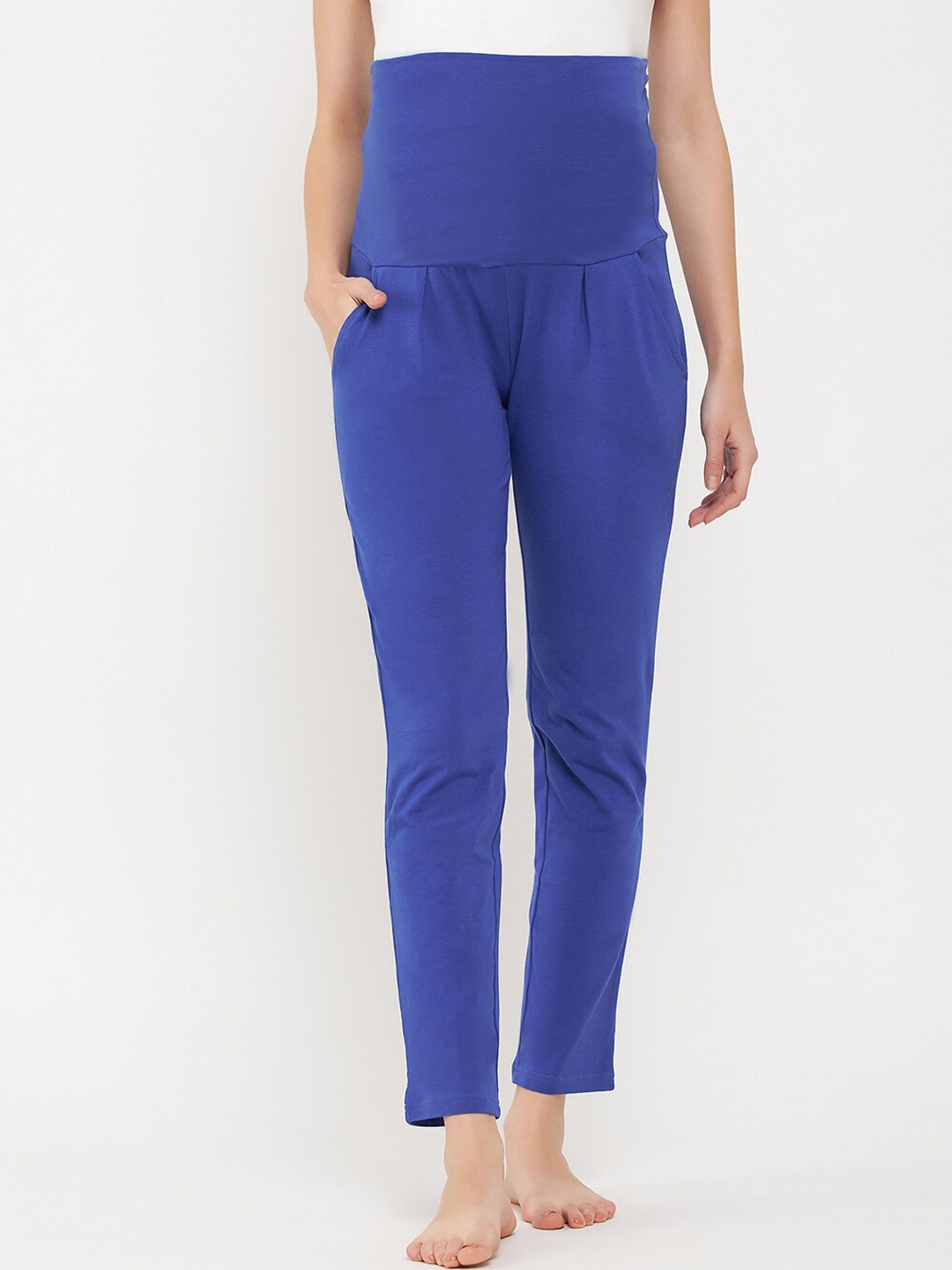 

Clovia Women Chic Basic Pure Cotton Maternity Lounge Pants, Blue