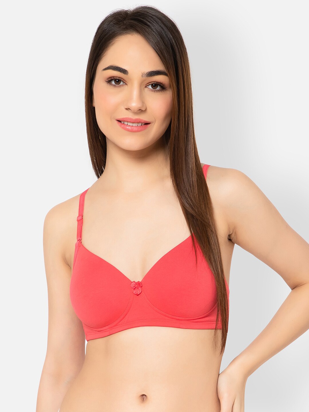 

Clovia Cotton Padded Non-Wired Full Cup Multiway T-shirt Bra, Orange